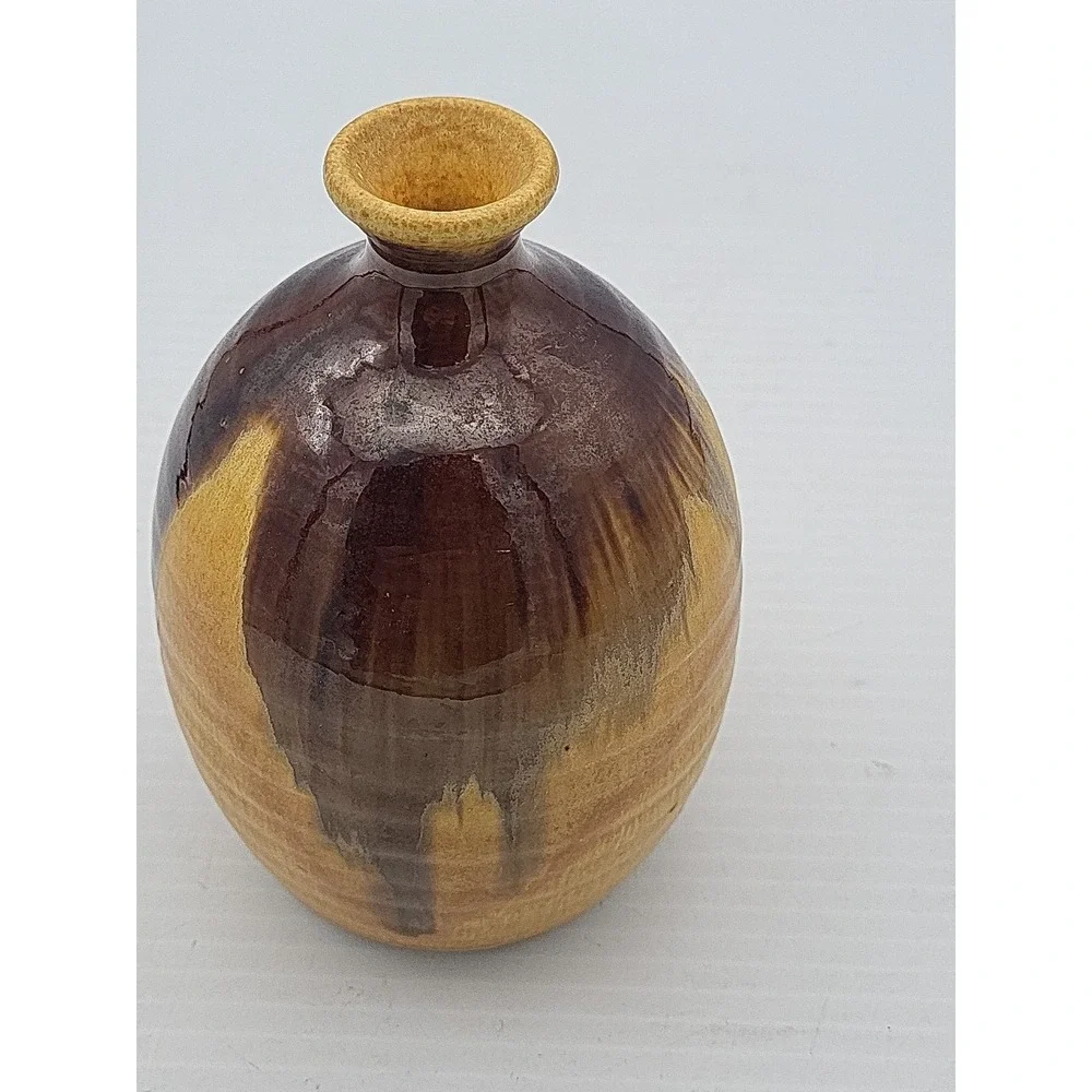 VTG Joe Gafford Signed Studio Pottery Handmade Drip Glazed 4.5